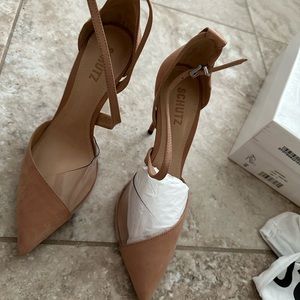 Size 9 Nude suede and PVC heels. Brand: Schutz. Brand new.